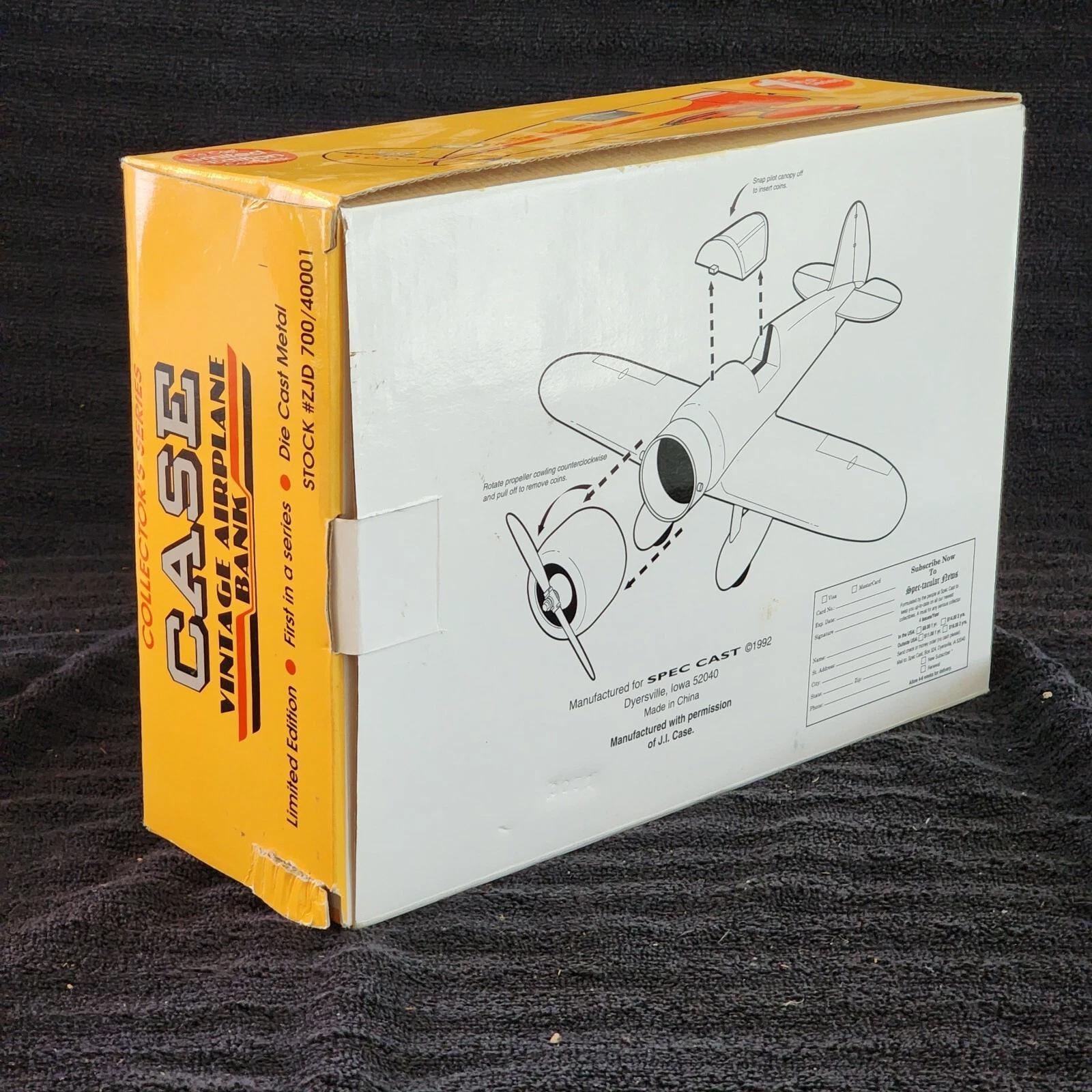 1992 Case Collector's Series Airplane Bank: Vintage Toy Plane, New