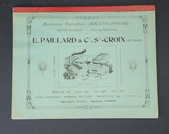 Livret de catalogues vintage Paillard Maestrophone Gramophone phonographe suisse