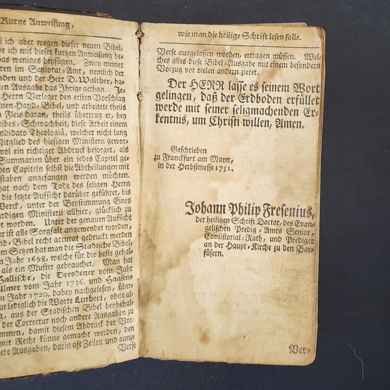 RARE 1751 German Holy Bible - Leather Bound - Antique Book image 5