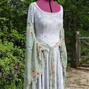 Velvet Forest Wedding Dress Medieval Viking Celtic Pagan Handfasting Ren Fest sleeves Ready made - Medium large