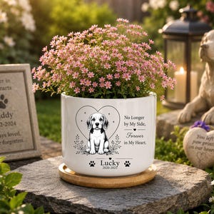 Beagle Memorial Mini Planter Pot, Custom Dog Memorial Flower Pot, Photo Planter, Rainbow Bridge Gift, Pet Loss Sympathy Gift