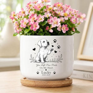 Labrador retriever Memorial Mini Planter Pot, Custom Dog Memorial Flower Pot, Photo Planter, Rainbow Bridge Gift, Pet Loss Sympathy Gift