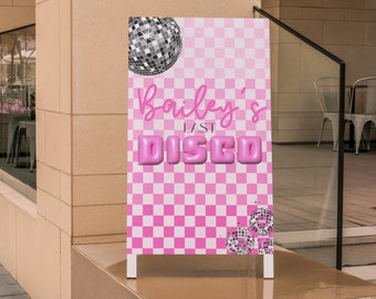 Letrero de bienvenida para la última discoteca de la novia: Plantilla editable para despedida de soltera (descarga digital)