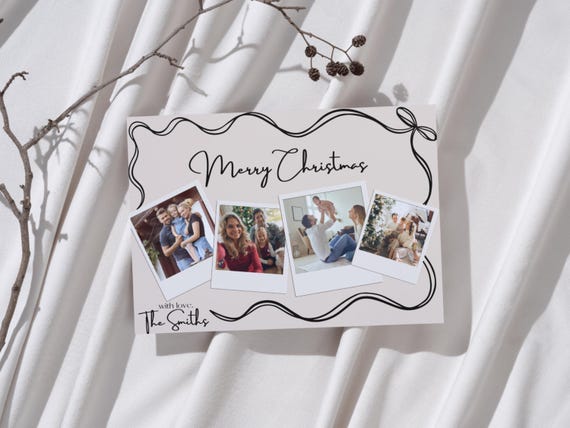 Rustic Polaroid Christmas Card Template: Editable Photo Card (Instant Download)