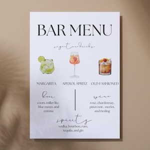 Editable Wedding Bar Menu Sign: Signature Drinks Canva Template (Digital Download