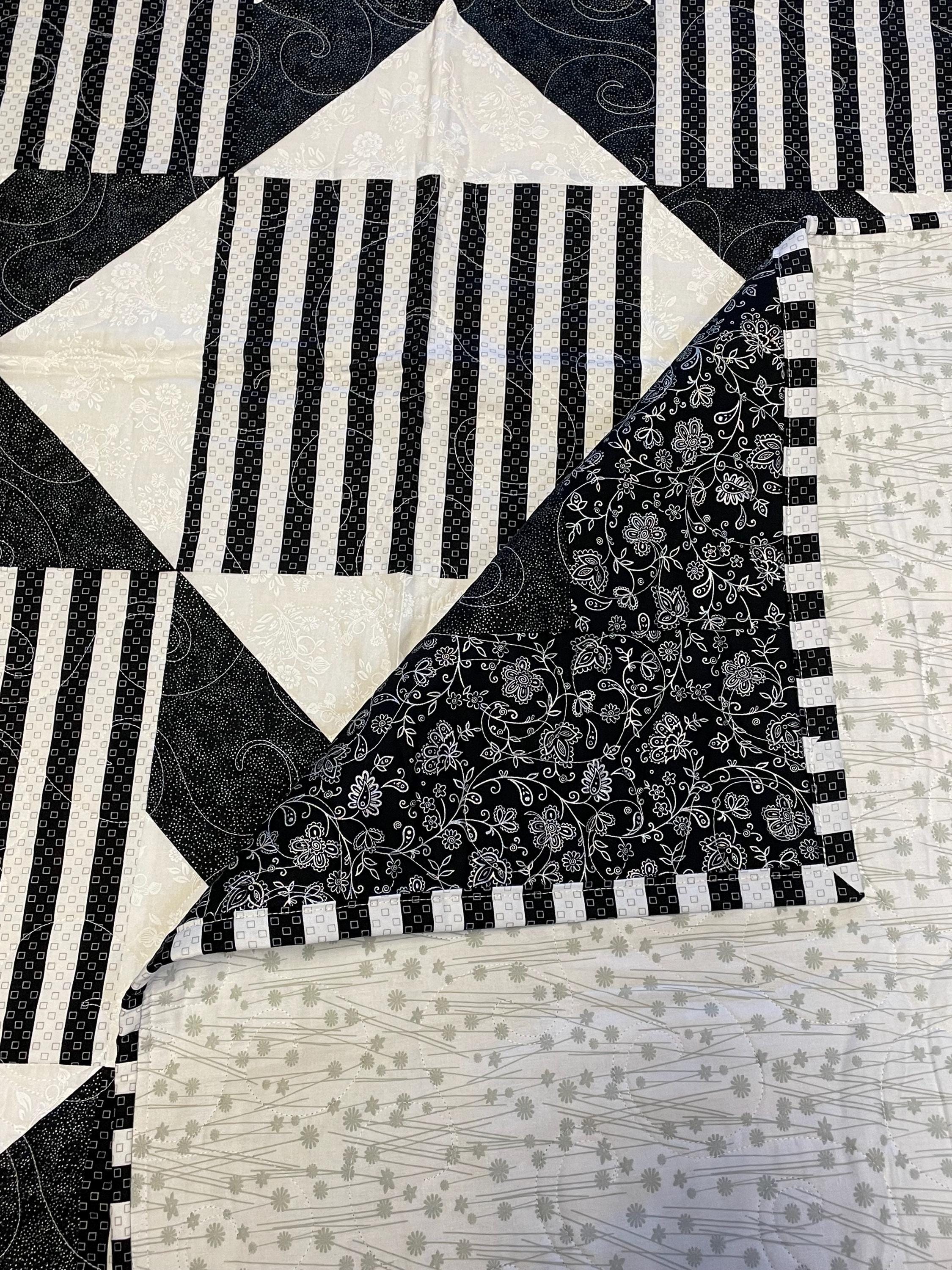 Contemporary Black and White Striped Lap Quilt - Etsy