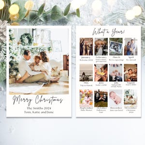 Editable Year in Review Christmas Card, What A Year Card Photo Collage, Holiday Card Template, Merry Christmas Card, Family Photo Printable