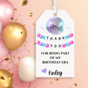 Etichette di compleanno personalizzate per l'era del compleanno/Tag per dolcetti a tema Swift Era/ Shimmer/Sacchetti per dolcetti per l'aula, etichette di compleanno stampabili/