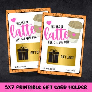 cadeau de la semaine de la reconnaissance des enseignants pour les enseignants | Imprimable cadeau pour les amateurs de café de remerciement pour les enseignants | Porte-cartes modifiable pour enseignant