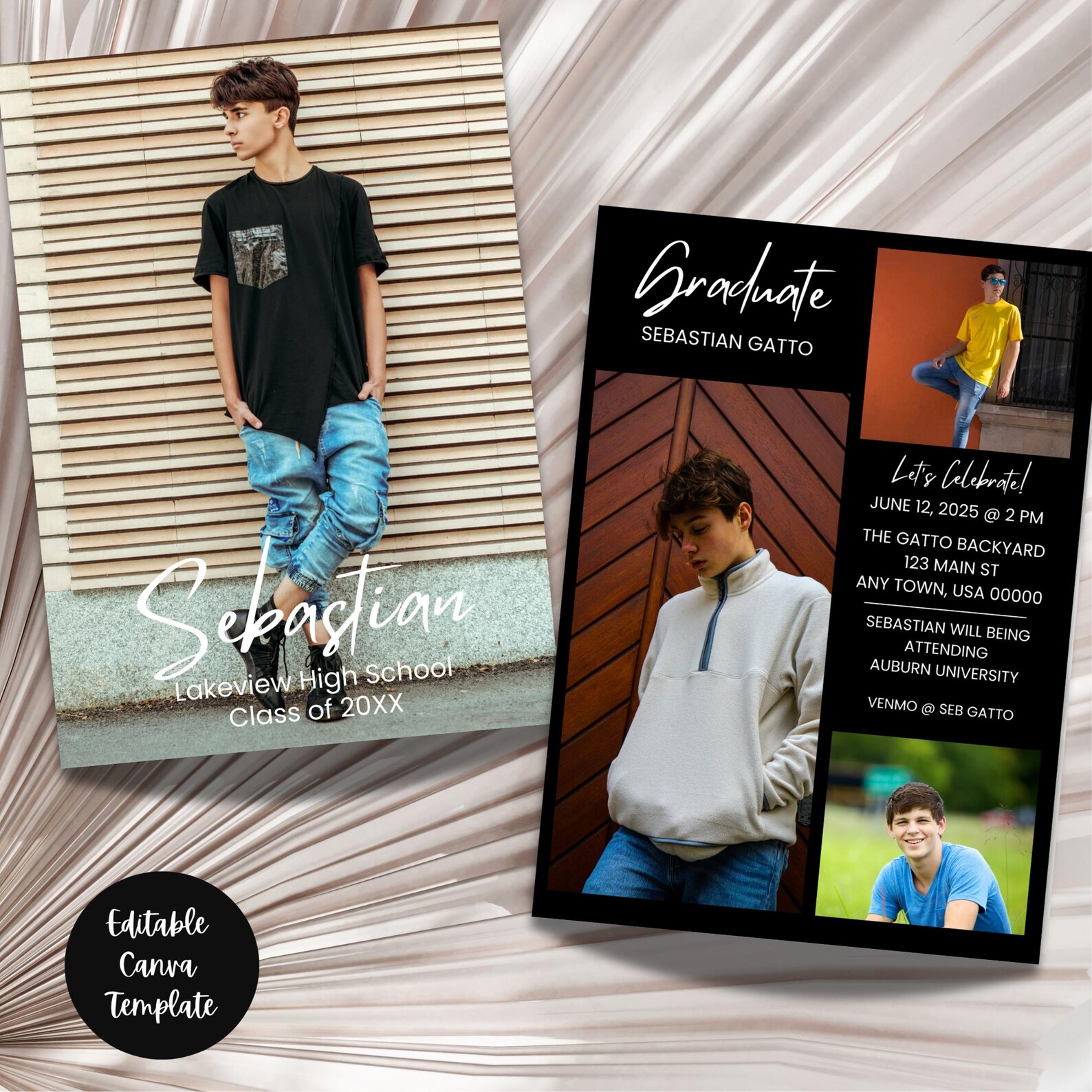 Photo Graduation Announcement Template, Photo Collage Grad Invitation ...