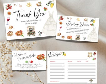 Italian Bridal Shower Invite Bundle, Recipe Card (Digital Download)