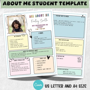 Back to School All About Me Child Info Template Teacher/Therapist/Substitute Special Needs, Autism, Speech Disorder, ADHD, EDITABLE TEMPLATE