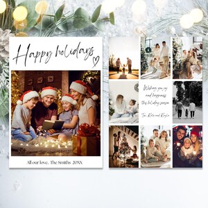 Modelo editável de cartão de boas festas, colagem de fotos de cartão de Natal, cartão de foto de Natal minimalista, cartão de Natal minimalista