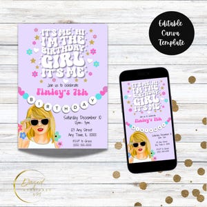Girls Birthday Era Invitation | Editable Pop Star Birthday Invitation| Birthday Party Evite| In My Birthday Era Invite| Birthday Era