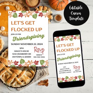 Modèle d'invitation de mariage | Faire-part de Thanksgiving| Invitation numérique Friendsgiving | Soirée entre amis| Téléchargement instantané
