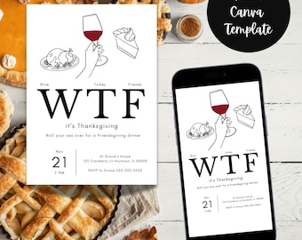 Friendsgiving Canva invitation template | Thanksgiving invitation| Friendsgiving Digital invite | Friendsgiving evite| Instant Download