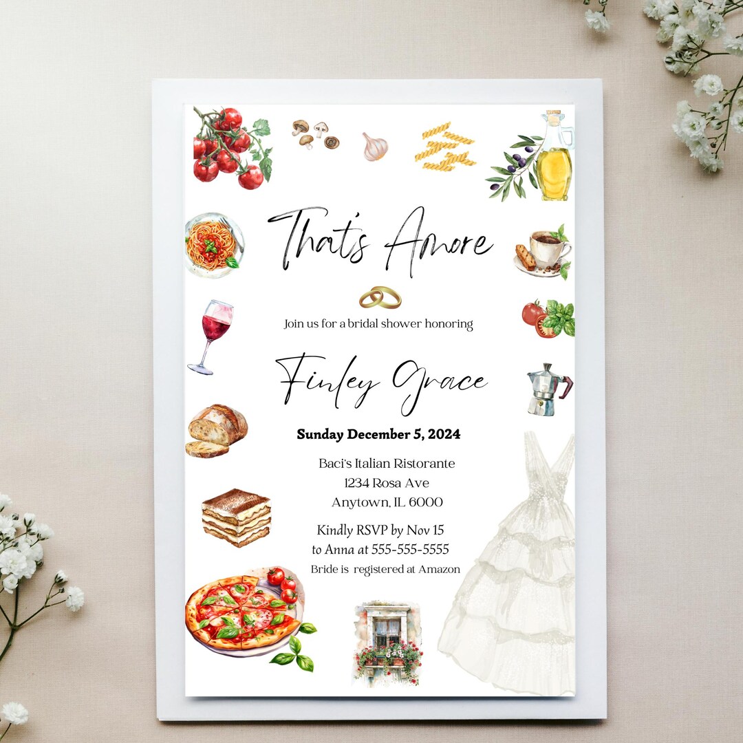 That's Amore Bridal Shower Invitation Template, Editable Invite, Italy ...