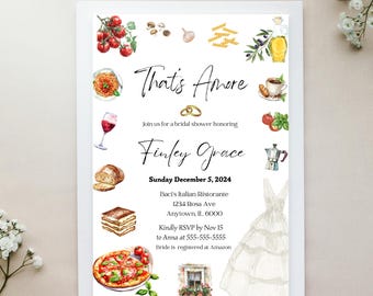 That's Amore Bridal Shower Invitation, Italy Theme (Digital Template)