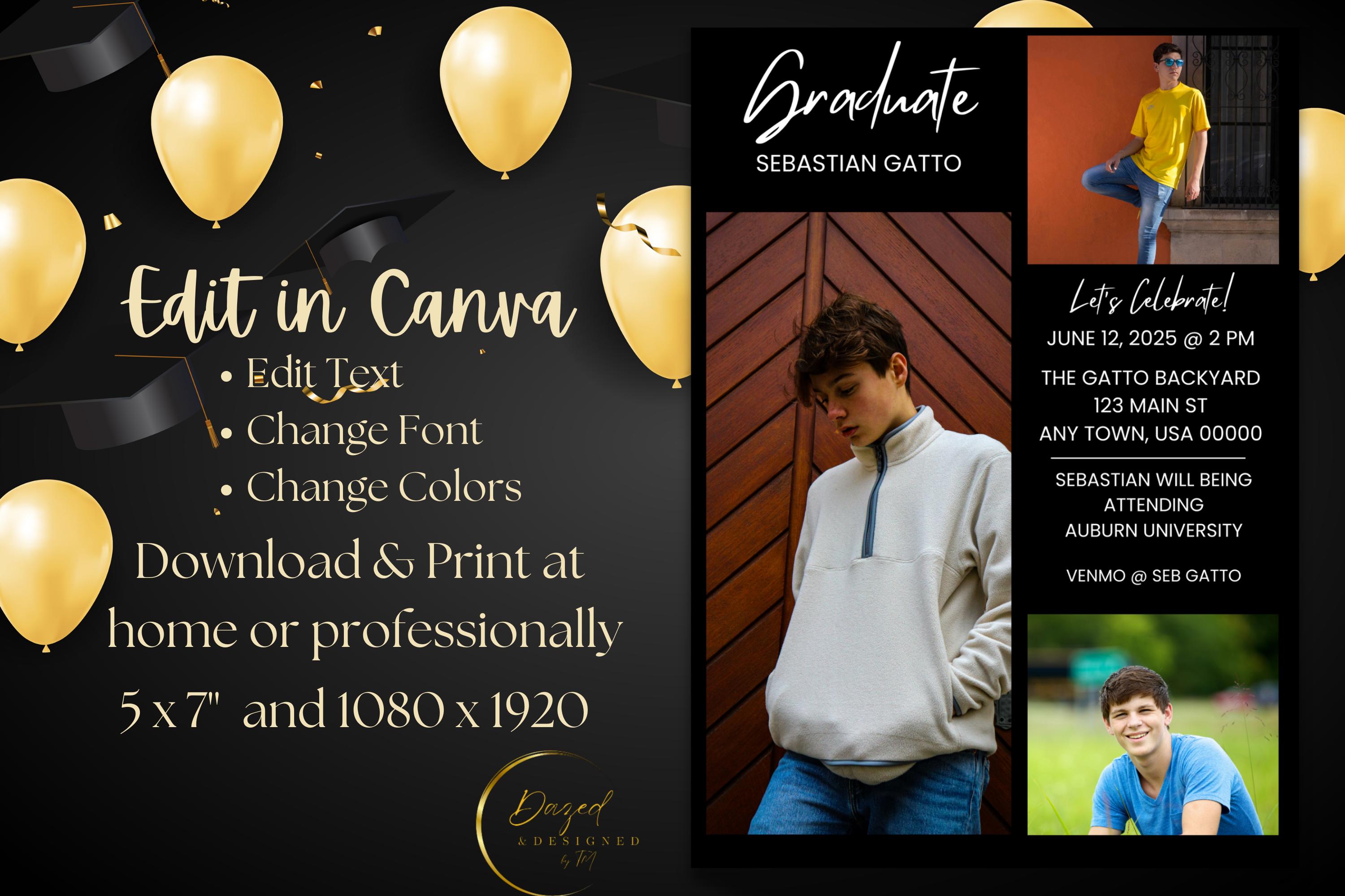 Photo Graduation Announcement Template, Photo Collage Grad Invitation ...