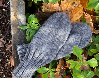 Mitones talla grande sin costuras tejidos a mano gris oscuro mezcla de acrílico y lana unisex clásicos de invierno