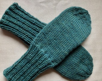 Mitones de lana de jade tejidos a mano: calentadores de invierno para mujer