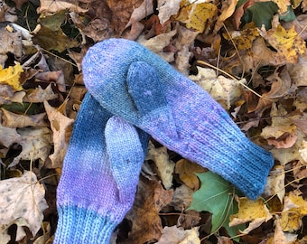 Hand Knit Mittens in Silk & Wool Blend Women's Large SZ ExtraLong Cuff