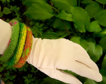 Felted Wool Bangle Bracelets: Hand Knit Fiber Art Jewelry, Large Size