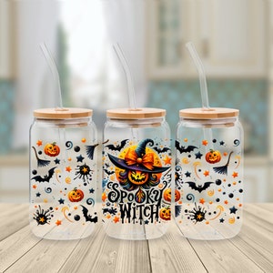 16oz Spooky Witch Halloween Digital PNG Download for libby glass