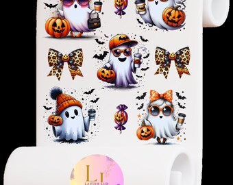 Bougie Ghost Halloween Element Sheet PNG Digital Download for UVDTF or Sublimation