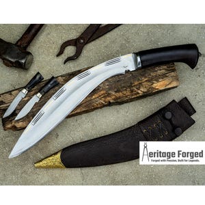 UNUSUAL KHUKURI / Large kukri Machete/ 14 inches Long Blade Heavy duties machete/ Full tang/ Leaf spring of truck/ Tempered/Sharpen/Working