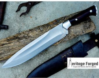 BOWIE MESSER / 30 cm lange Klinge / Handgeschmiedetes Bowiemesser / Hergestellt aus Blattfeder von LKW / Abgetempert / Schärfen / Gebrauchsfertig