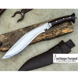 SURVIVAL KHUKURI/ kukri Machete/ 12 inches Long Blade Heavy duties machete/ Full tang/ Leaf spring of truck/ Tempered/Sharpen/Working
