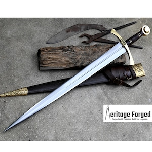 VIKING SWORD/27 inches Long Blade hand forged Sword/Leaf spring of truck/Rosewood Handle/Sharpen/Tempered/Ready to use/knife/knives