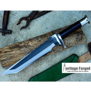 TANTO BOWIE /13  inches Long Blade hand forged tanto knife/Leaf spring of truck/Sharpen/Tempered/Ready to use/knife/knives/ Functional
