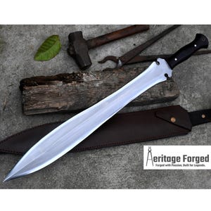 CELTIC LEAF SWORD / 21 inches Long Blade hand forged Sword/Leaf spring of truck/Rosewood Handle/Sharpen/Tempered/Ready to use/knife/knives