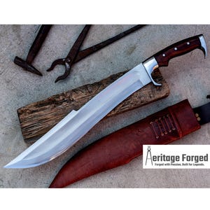 SPARTAN MACHETE /18 inches Long Blade hand forged Sword/Leaf spring of truck/Rosewood Handle/Sharpen/Tempered/Ready to use/knife/knives