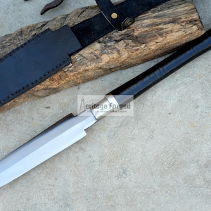 HUNTING SPEAR / hand forged spear /9 inches Long Blade spear/Spear/ Full tang/ Leaf spring of truck/ Tempered/Sharpen image 5