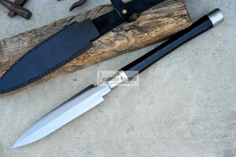 HUNTING SPEAR / hand forged spear /9 inches Long Blade spear/Spear/ Full tang/ Leaf spring of truck/ Tempered/Sharpen image 5
