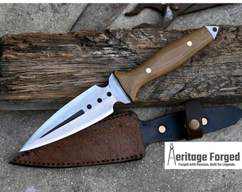 JACHTDOK/6 inch lang mes jachtmes/handgemaakt mes/bladveer van vrachtwagen/Micarta-handvat/slijpen/gehard/mes/messen