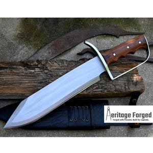 BOWIE KNIFE / 12 inches long Blade / Hand forged Bowie knife / Made from Leaf spring of truck / Tempered / Sharpen/ Ready to use