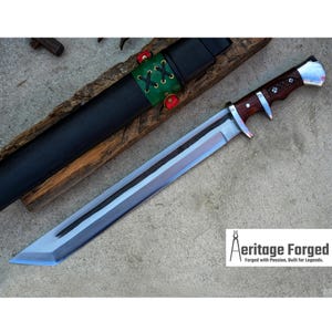 TANTO SWORD /15  inches Long Blade hand forged tanto knife/Leaf spring of truck/Sharpen/Tempered/Ready to use/knife/knives/ Functional