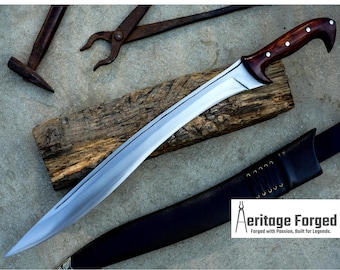 Espada KHOPESH / Machete forjado a mano con hoja de 19 pulgadas / Muelle de ballesta de camión / Afilado / Templado / Listo para usar / Cuchillo / Cuchillos