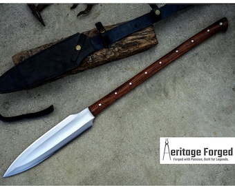 HUNTING SPEAR / hand forged spear /13 inches Long Blade spear/ throwing Spear/ Full tang/ Leaf spring of truck/ Tempered/Sharpen