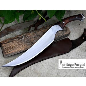KHOPESH MACHETE/ 16 inches Long Blade hand forged Egyptian  khopesh sword /Leaf spring of truck /Sharpen/Tempered/Ready to use/knife/knives