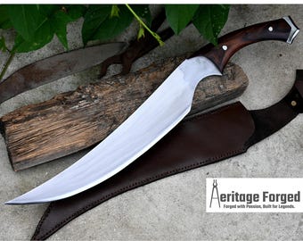 MACHETE KHOPESH / Espada khopesh egipcia forjada a mano con hoja larga de 16 pulgadas / Ballesta de camión / Afilada / Templada / Lista para usar / Cuchillo / Cuchillos