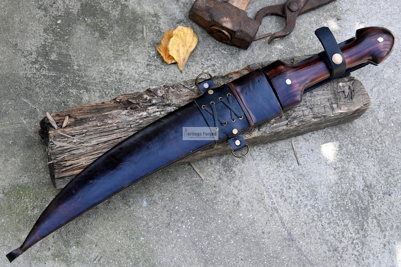 YEMENI JAMBIA KNIFE / 15 inches long Blade exotic knife / Hand forged knife / Made from Leaf spring of truck / Tempered / Sharpen image 8