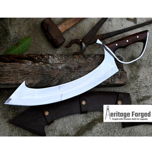 KHOPESH MACHETE/ 16 inches Long Blade hand forged Egyptian  khopesh sword /Leaf spring of truck /Sharpen/Tempered/Ready to use/knife/knives
