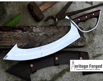 MACHETE KHOPESH / Espada khopesh egipcia forjada a mano con hoja larga de 16 pulgadas / Ballesta de camión / Afilada / Templada / Lista para usar / Cuchillo / Cuchillos