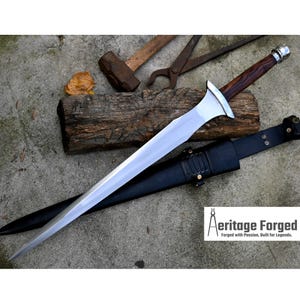 MINI ACHILLES SWORD/20 inches Long Blade hand forged Sword/Leaf spring of truck/Rosewood Handle/Sharpen/Tempered/Ready to use/knife/knives