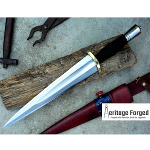 DAGGER/13 inches Long Blade hand forged Dagger/Leaf spring of truck/Paracord Handle/Sharpen/Tempered/Ready to use/knife/knives